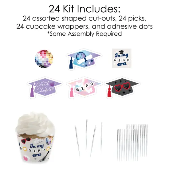 Big Dot of Happiness In My Grad Era - Cupcake Decoration - Graduation Party Cupcake Wrappers and Treat Picks Kit - Set of 24 {5}