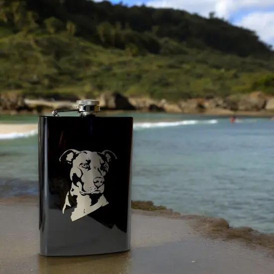 8oz Pit bull Black Flask {4}
