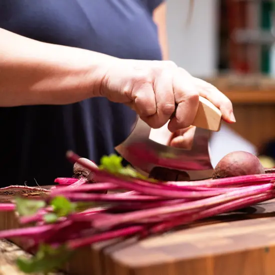 Lehman's ULU Crescent Rocker Knife, 6 inch Curved Stainless Steel Blade Chops and Minces Salad, Fruit, Vegetables and Herbs {6}