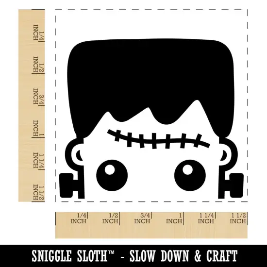 Peeking Frankenstein Halloween Self-Inking Rubber Stamp Ink Stamper Black {1}