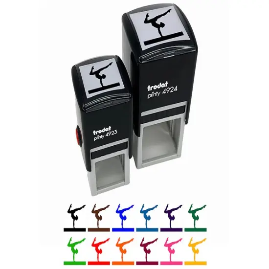 Balance Beam Artistic Gymnastics Self-Inking Rubber Stamp Ink Stamper Brown {1}