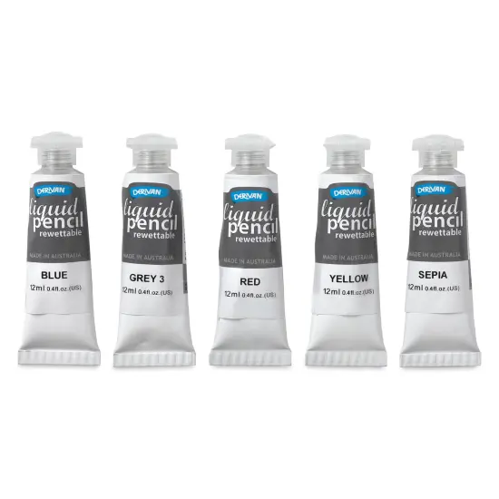 Derivan Rewettable Liquid Pencil Tubes Set - Set of 5, 12 ml Tubes {1}