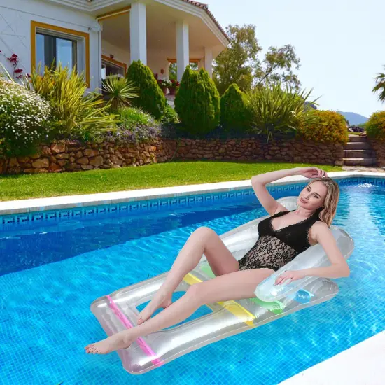 Northlight 62" Clear Inflatable Swimming Pool Float Lounger with Backrest {5}