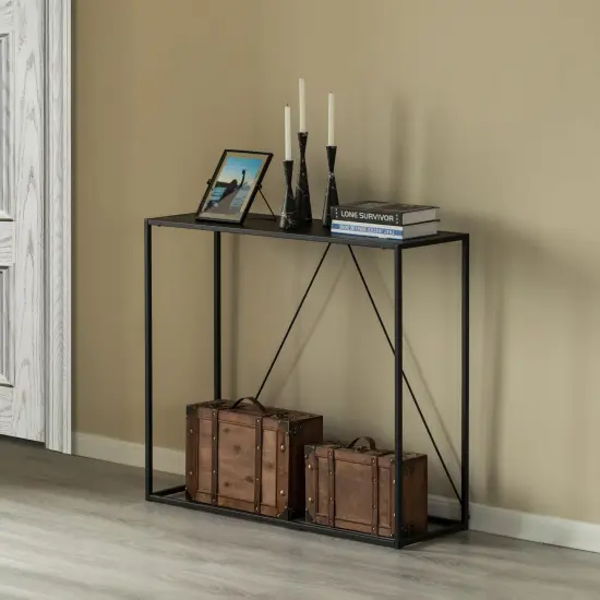 Modern Display Metal Console Table, for Dining, Entryway and Hallway, Black {2}