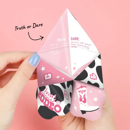 Big Dot of Happiness Last Rodeo - Pink Cowgirl Bachelorette Party Cootie Catcher Game - Truth or Dare Fortune Tellers - Set of 12 {4}