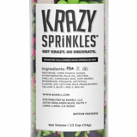 Krazy Sprinkles - Monster Mash Mix (1/2 Cup, 1x Jar) for Cakes, Ice Cream & Cookies {4}