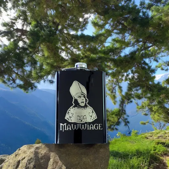 8oz BLACK Mawwiage Flask {6}