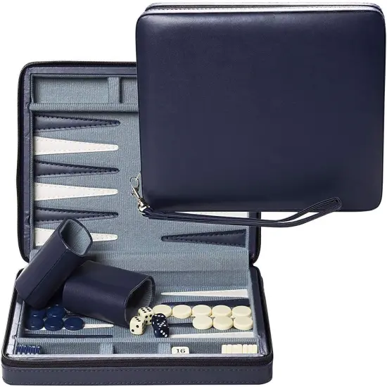 WE Games Magnetic Backgammon Set with Leatherette Case and Carrying Strap - Travel Size {7}