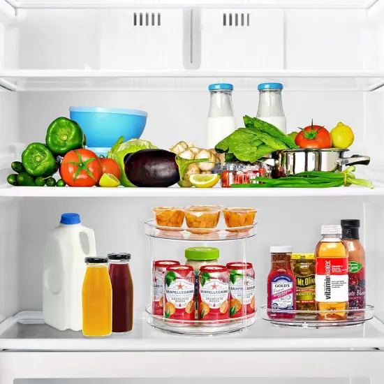 Sorbus Lazy Susan Organizer Set | Rotating Lazy Susan Turntable for Fridge, Pantry, Makeup, Set Includes 3 Lazy Susans 1 Two Tier, 1 Flat, & 1 Tall {4}