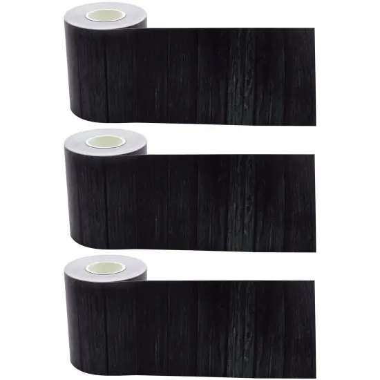 Black Wood Straight Rolled Border Trim, 50 Feet Per Roll, Pack of 3 {1}