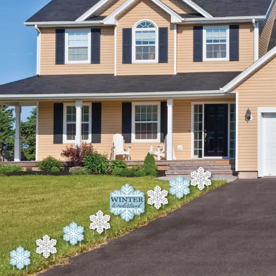 Big Dot of Happiness Winter Wonderland - Yard Sign and Outdoor Lawn Decorations - Snowflake Holiday Party and Winter Wedding Yard Signs - Set of 8 {3}