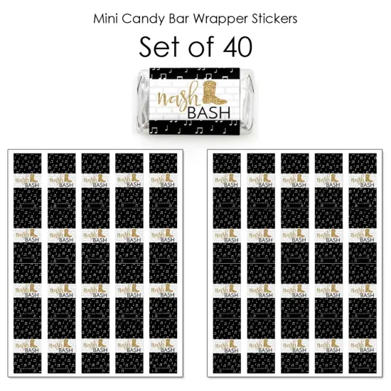 Big Dot of Happiness Nash Bash - Mini Candy Bar Wrapper Stickers - Nashville Bachelorette Party Small Favors - 40 Count {4}