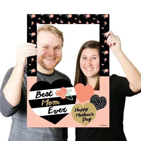 Big Dot of Happiness Best Mom Ever - Mother's Day Selfie Photo Booth Picture Frame & Props - Printed on Sturdy Material {4}