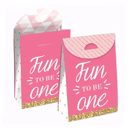 Big Dot of Happiness 1st Birthday Girl - Fun to be One - First Birthday Gift Favor Bags - Party Goodie Boxes - Set of 12 {1}