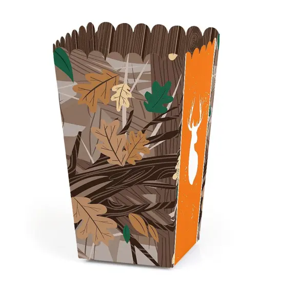 Big Dot of Happiness Gone Hunting - Deer Hunting Camo Baby Shower or Birthday Party Favor Popcorn Treat Boxes - Set of 12 {1}