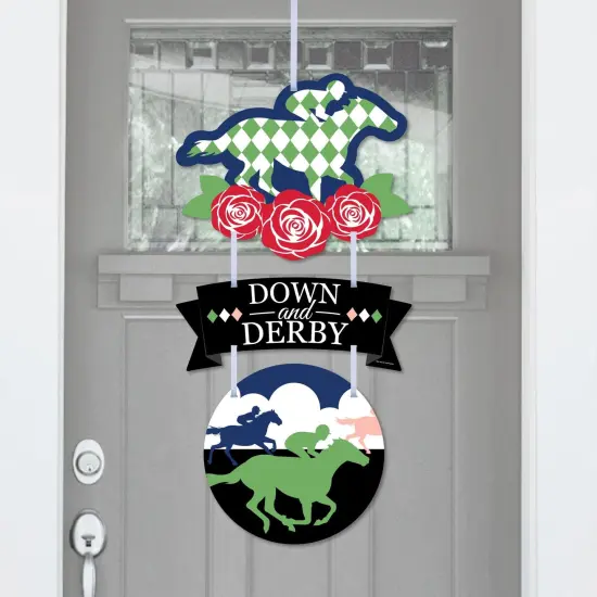 Big Dot of Happiness Kentucky Horse Derby - Hanging Porch Horse Race Party Outdoor Decorations - Front Door Decor - 3 Piece Sign {1}