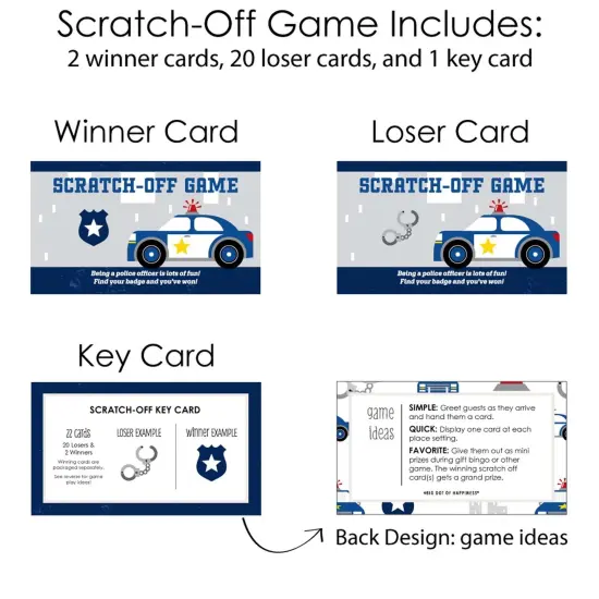 Big Dot of Happiness Calling All Units - Police - Cop Birthday Party or Baby Shower Game Scratch Off Cards - 22 Count {6}