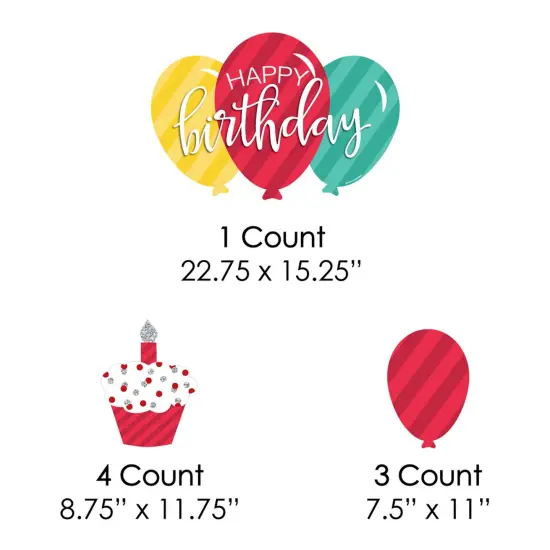 Big Dot of Happiness Colorful Happy Birthday - Cupcake and Balloon Yard Sign and Outdoor Lawn Decorations - Birthday Yard Signs - Set of 8 {7}
