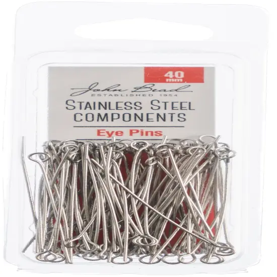 John Bead Stainless Steel Eye Pins 100/Pkg-40mm {1}