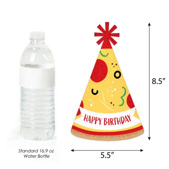 Big Dot of Happiness Pizza Party Time - Cone Happy Birthday Party Hats for Kids and Adults - Set of 8 (Standard Size) {4}