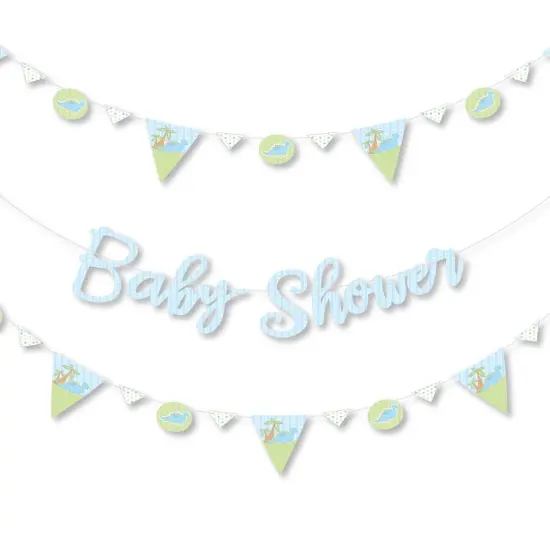 Big Dot of Happiness Baby Boy Dinosaur - Baby Shower Letter Banner Decoration - 36 Banner Cutouts and Baby Shower Banner Letters {1}