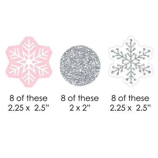 Big Dot of Happiness Pink Winter Wonderland - Shaped Holiday Snowflake Birthday Party or Baby Shower Cut-Outs - 24 Count {3}
