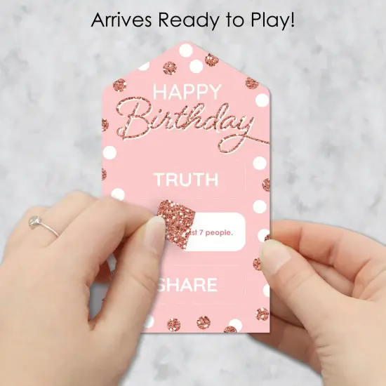 Big Dot of Happiness Pink Rose Gold Birthday - Happy Birthday Party Game Pickle Cards - Truth, Dare, Share Pull Tabs - Set of 12 {3}