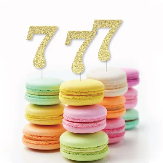 Big Dot of Happiness Gold Glitter 7 - No-Mess Real Gold Glitter Cut-Out Numbers - 7th Birthday Party Confetti - Set of 24 {6}