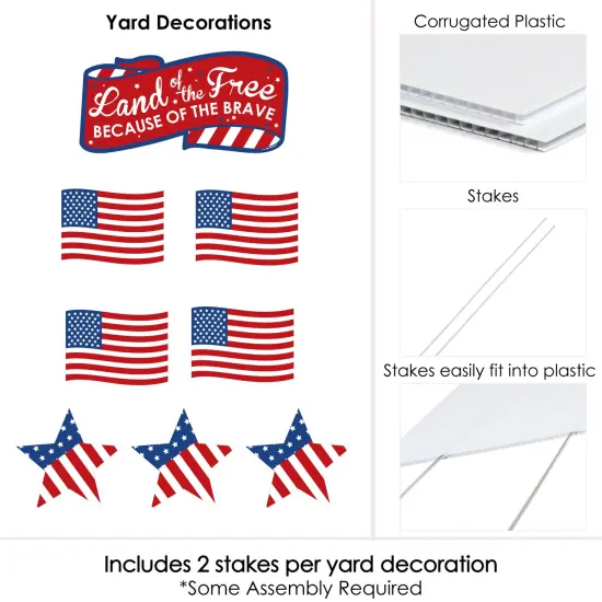 Big Dot of Happiness Patriotic - Yard Sign & Outdoor Lawn Cemetery Grave Decorations - Memorial Day Patriotic Yard Signs - Set of 8 {6}