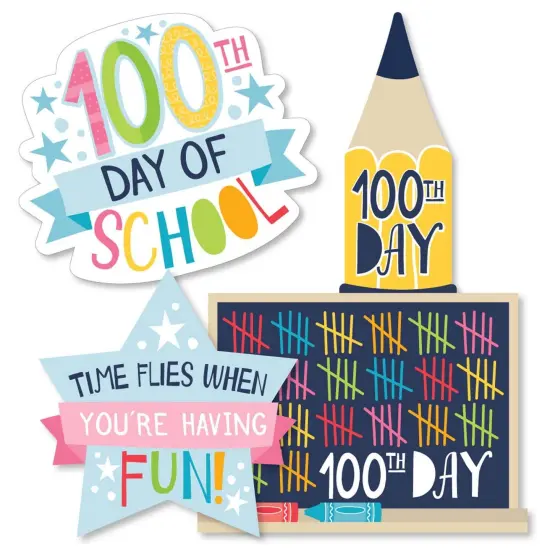 Big Dot of Happiness Happy 100th Day of School - Pencil, Chalkboard and Star Decorations DIY 100 Days Party Essentials - Set of 20 {3}