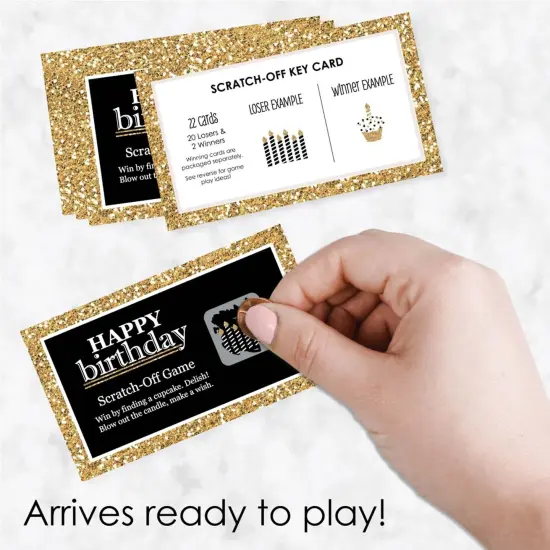 Big Dot of Happiness Adult Happy Birthday - Gold - Birthday Party Game Scratch Off Cards - 22 Count {3}