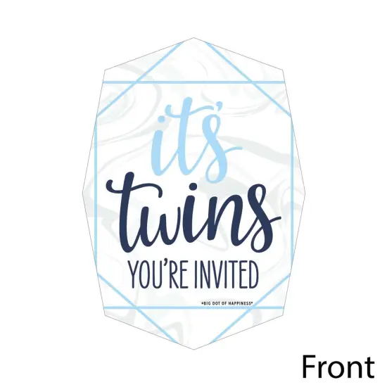 Big Dot of Happiness It's Twin Boys - Shaped Fill-in Invitations - Blue Twins Baby Shower Invitation Cards with Envelopes - Set of 12 {3}