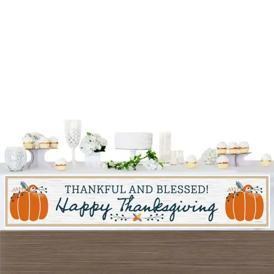 Big Dot of Happiness Happy Thanksgiving - Fall Harvest Party Decorations Party Banner {4}