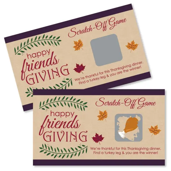 Big Dot of Happiness Friends Thanksgiving Feast - Friendsgiving Party Game Scratch Off Cards - 22 Count {1}