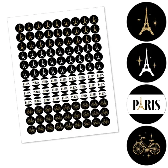 Big Dot of Happiness Stars Over Paris - Parisian Themed Party Round Candy Sticker Favors - Labels Fits Chocolate Candy (1 sheet of 108) {3}
