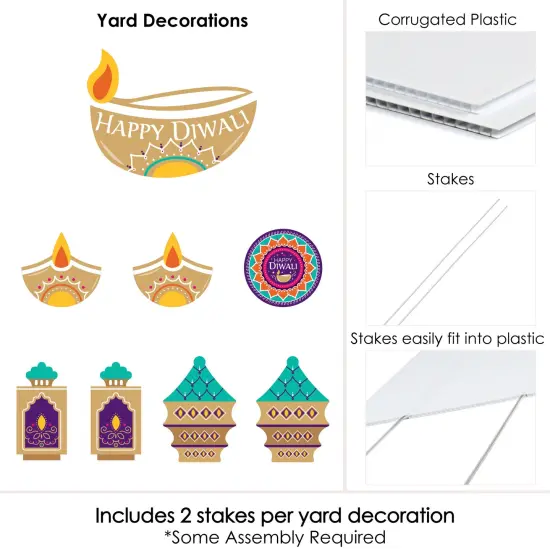 Big Dot of Happiness Happy Diwali - Yard Sign and Outdoor Lawn Decorations - Festival of Lights Party Yard Signs - Set of 8 {6}