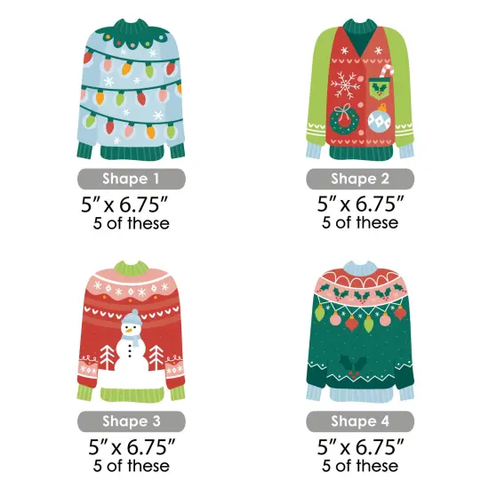 Big Dot of Happiness Colorful Christmas Sweaters - Sweater Decorations DIY Ugly Sweater Holiday Party Essentials - Set of 20 {7}