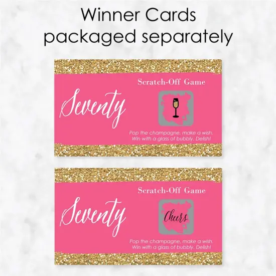 Big Dot of Happiness Chic 70th Birthday - Pink and Gold - Birthday Party Game Scratch Off Cards - 22 Count {4}