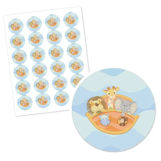 Big Dot of Happiness Noah's Ark - Baby Shower Circle Sticker Labels - 24 Count {3}