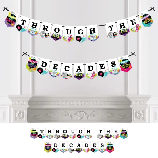 Big Dot of Happiness Through the Decades - 50s, 60s, 70s, 80s, and 90s Party Bunting Banner - Party Decorations - Through the Decades {1}