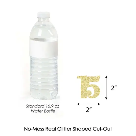 Big Dot of Happiness Gold Glitter 15 - No-Mess Real Gold Glitter Cut-Out Numbers - 15th Birthday Party Confetti - Set of 24 {4}