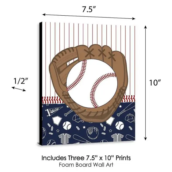 Big Dot of Happiness Batter Up - Baseball - Sports Themed Nursery Wall Art, Kids Room Decor & Game Room Home Decor - 7.5 x 10 inches - Set of 3 Prints {6}