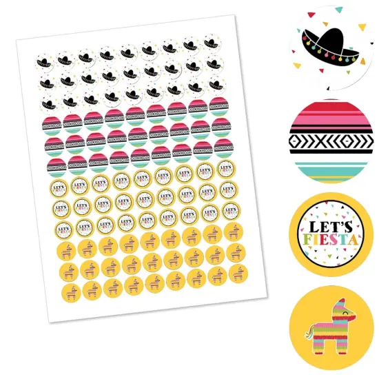 Big Dot of Happiness Let's Fiesta - Fiesta - Round Candy Sticker Favors - Labels Fits Chocolate Candy (1 sheet of 108) {3}