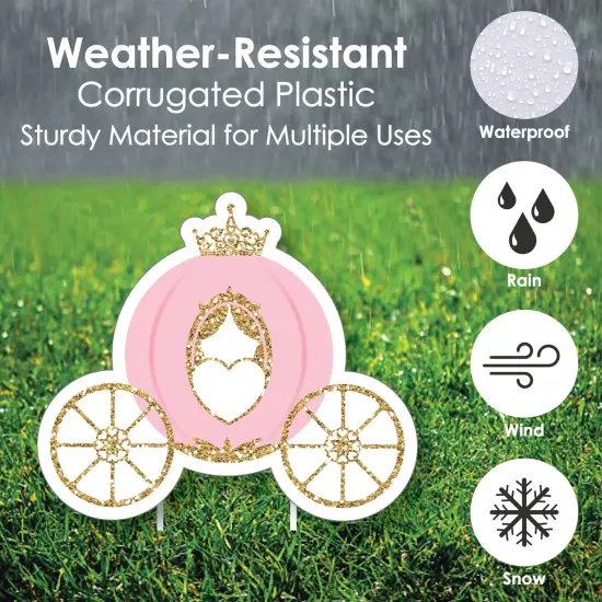 Big Dot of Happiness Little Princess Crown - Tiara Castle & Carriage Lawn Decor - Outdoor Princess Baby Shower or Birthday Party Yard Decor - 10 Piece {6}