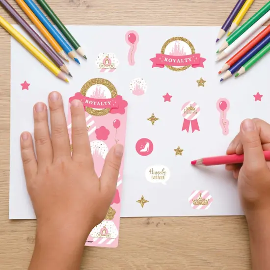 Big Dot of Happiness Little Princess Crown - Pink and Gold Princess Birthday Party Favor Kids Stickers - 16 Sheets - 256 Stickers {7}