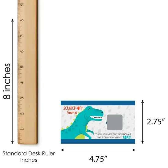 Big Dot of Happiness Roar Dinosaur - Dino Mite T-Rex Baby Shower or Birthday Party Game Scratch Off Cards - 22 Count {7}