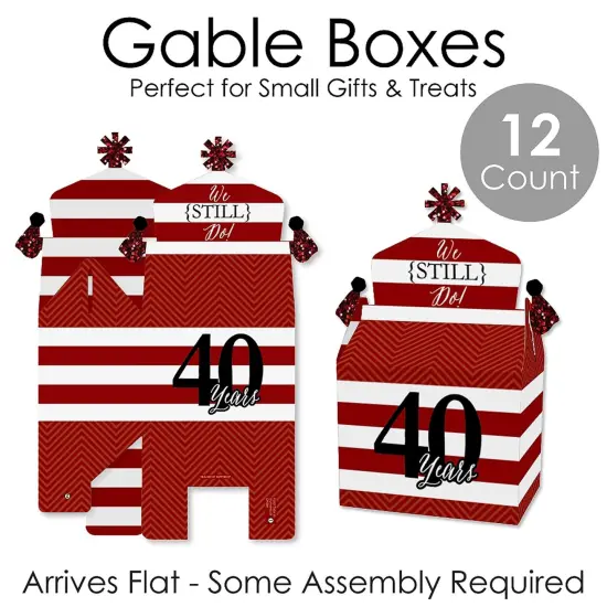 Big Dot of Happiness We Still Do - 40th Wedding Anniversary - Treat Box Party Favors - Anniversary Party Goodie Gable Boxes - Set of 12 {7}
