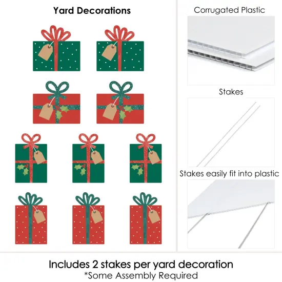 Big Dot of Happiness Happy Holiday Presents - Lawn Decorations - Outdoor Christmas Party Yard Decorations - 10 Piece {7}