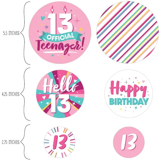 Big Dot of Happiness Girl 13th Birthday - Official Teenager Birthday Party Giant Circle Confetti - Party Decorations - Large Confetti 27 Count {3}
