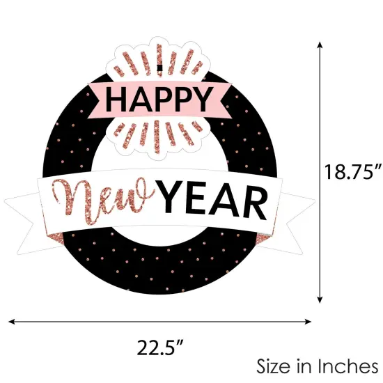 Big Dot of Happiness Rose Gold Happy New Year - Outdoor New Years Eve Party Decor - Front Door Wreath {6}